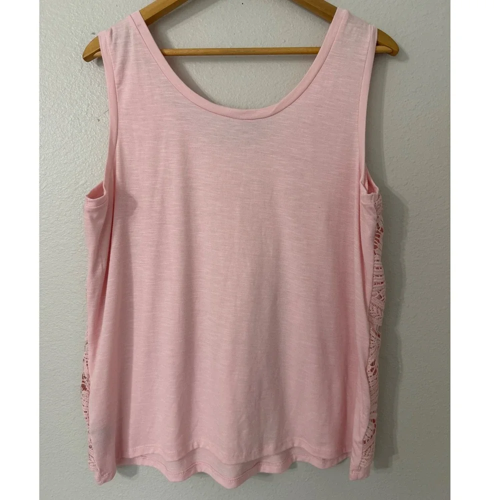Lane Bryant Pink Crochet Lace Overlay Sleeveless Tank Top Plus Size 14/16 NEW